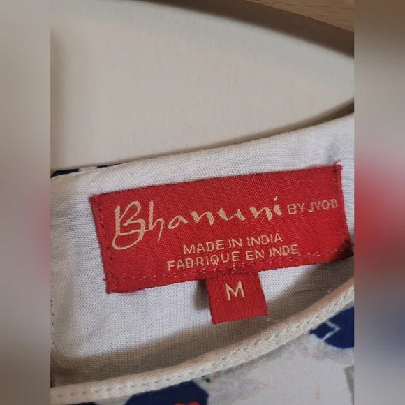 Anthropologie Bhanuni By Jyoti Sarah Printed Bell Sleeve dress Mediun - Picture 5 of 12